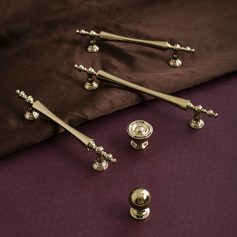 

Bright Pvd Gold Brass Furniture Handle for Drawer Handle Vintage Drawer Knob Wardrobes Cabinet Handle Shoe Cabinets160mm