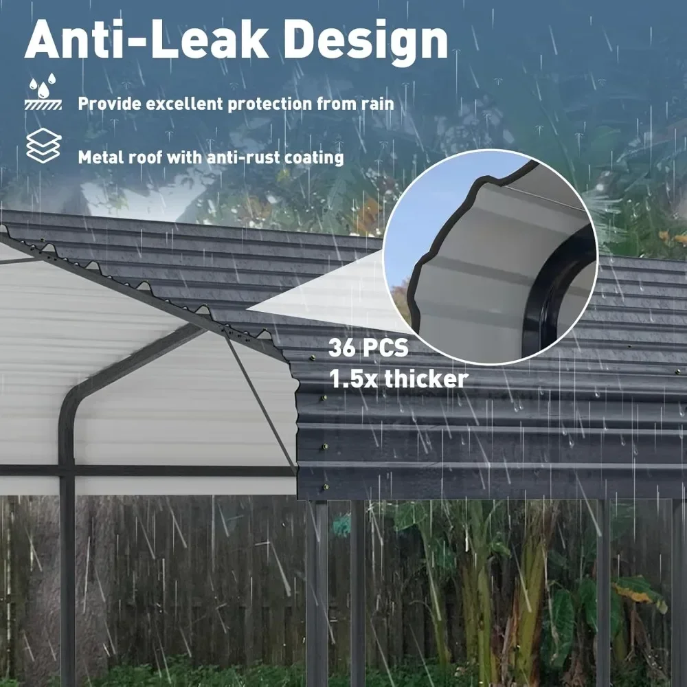 #For Carport 10 x 20 ft Heavy Duty Metal Carport Canopy with Galvanized Steel Roof, Outdoor Garage Car Shelter Shade for Car&