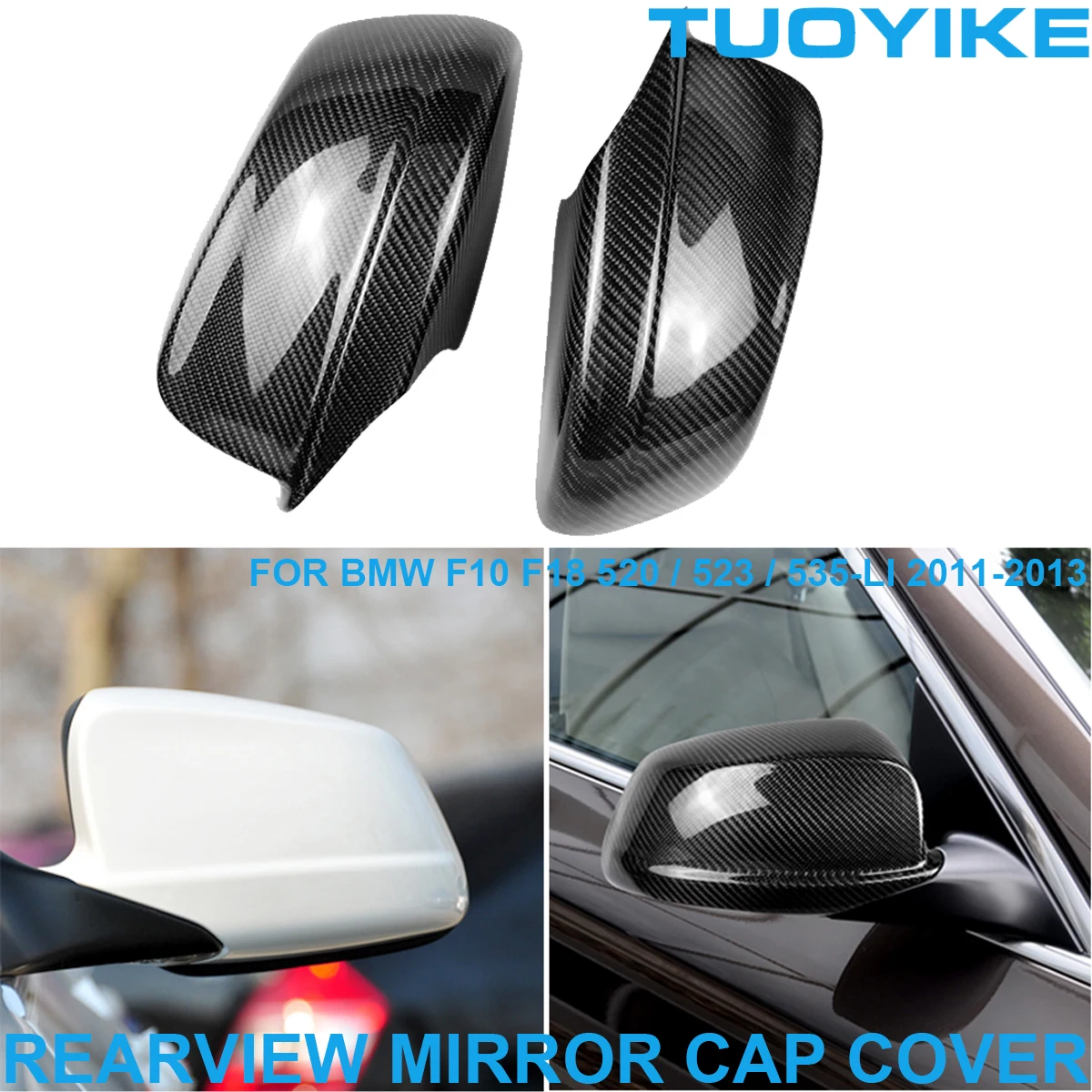 

Car Styling Real Dry Carbon Fiber Rearview Side Mirror Cover Cap Shell Trim Sticker For BMW 5' F10 F18 520Li 523Li 535Li 2011-13