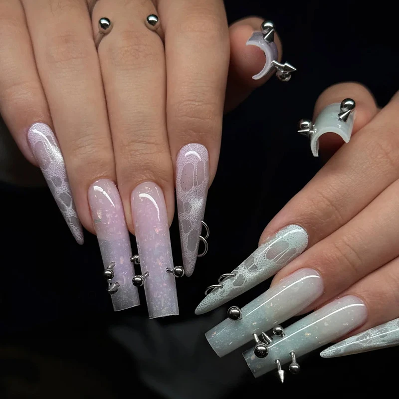 50PCS Punk Metall Arc Bar Kreis Niet Kaviar Pfeilspitze Schwarz Legierung Nail art Strass Dekorationen Maniküre Charms