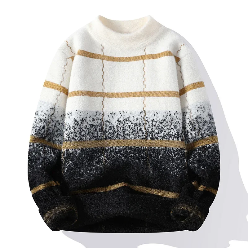 

Winter New Men's Half High Neck Pullover Korean Youth Casual Gradient Sweater