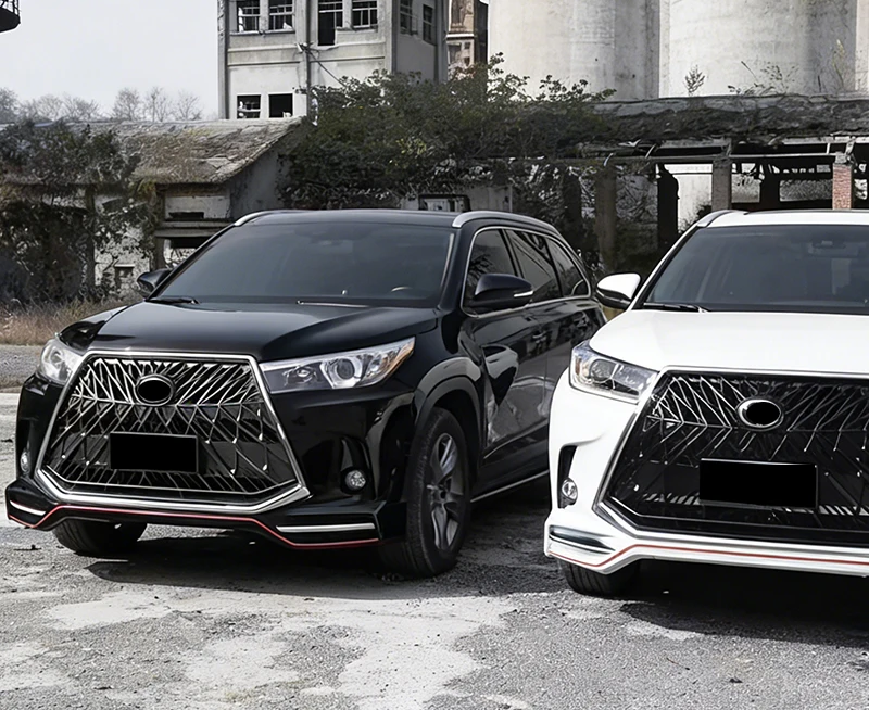 

ForFor Toyota Highlander 2015-2017 Lexus Style Front Bumper Body Kit Grille Facelift Conversion Upgrade Parts