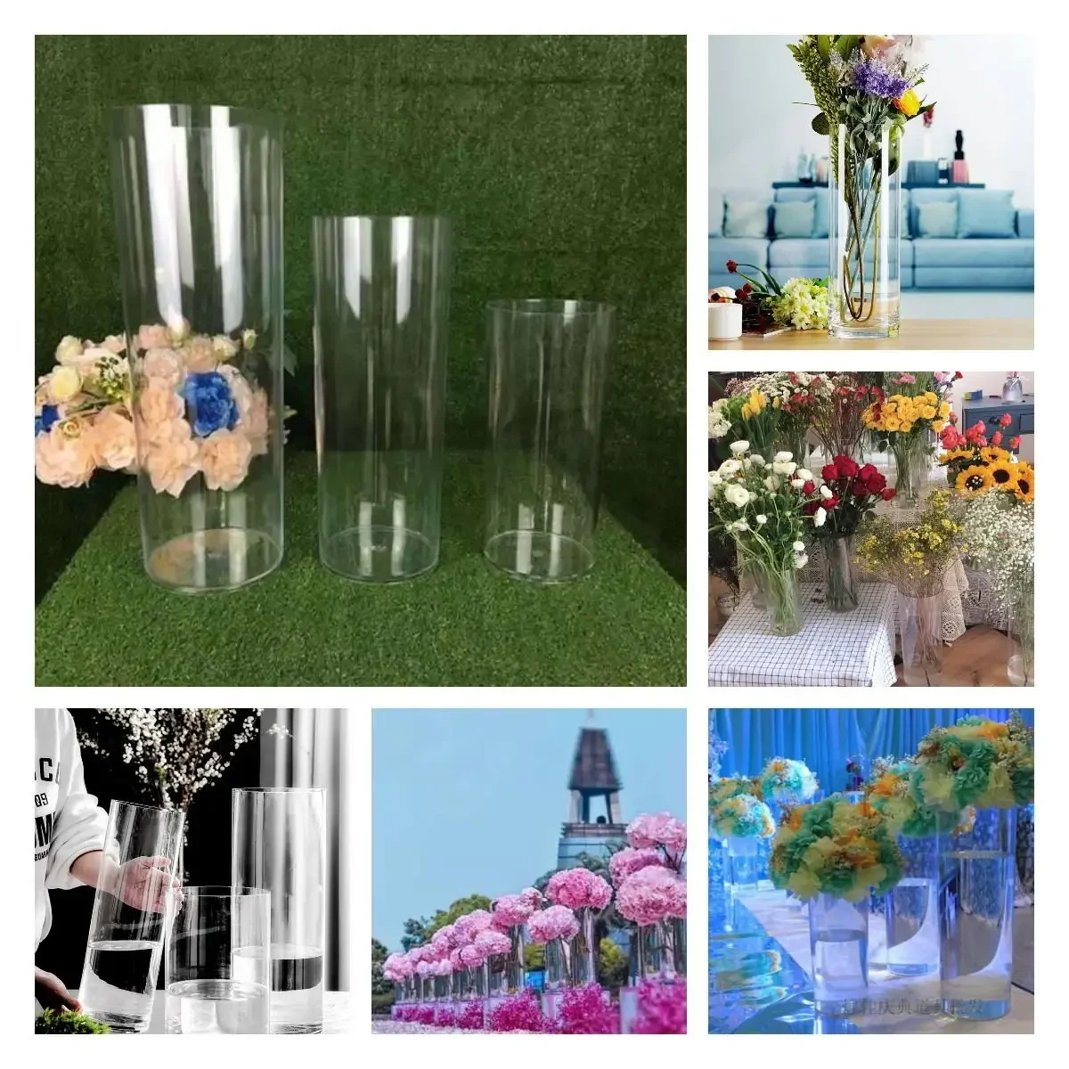 

Acrylic Cylinder Pillar Plinth For Wedding Table Flower Centerpieces Birthday Party Stage Backdrops Plants Storage