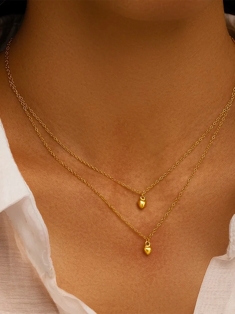 CANNER 925 Sterling Silver Double Layered Love Wisiorek Naszyjnik Dla Kobiet 18K Złoto Ins Star Moon Naszyjnik Drobna Biżuteria Prezenty — zdjęcie 2