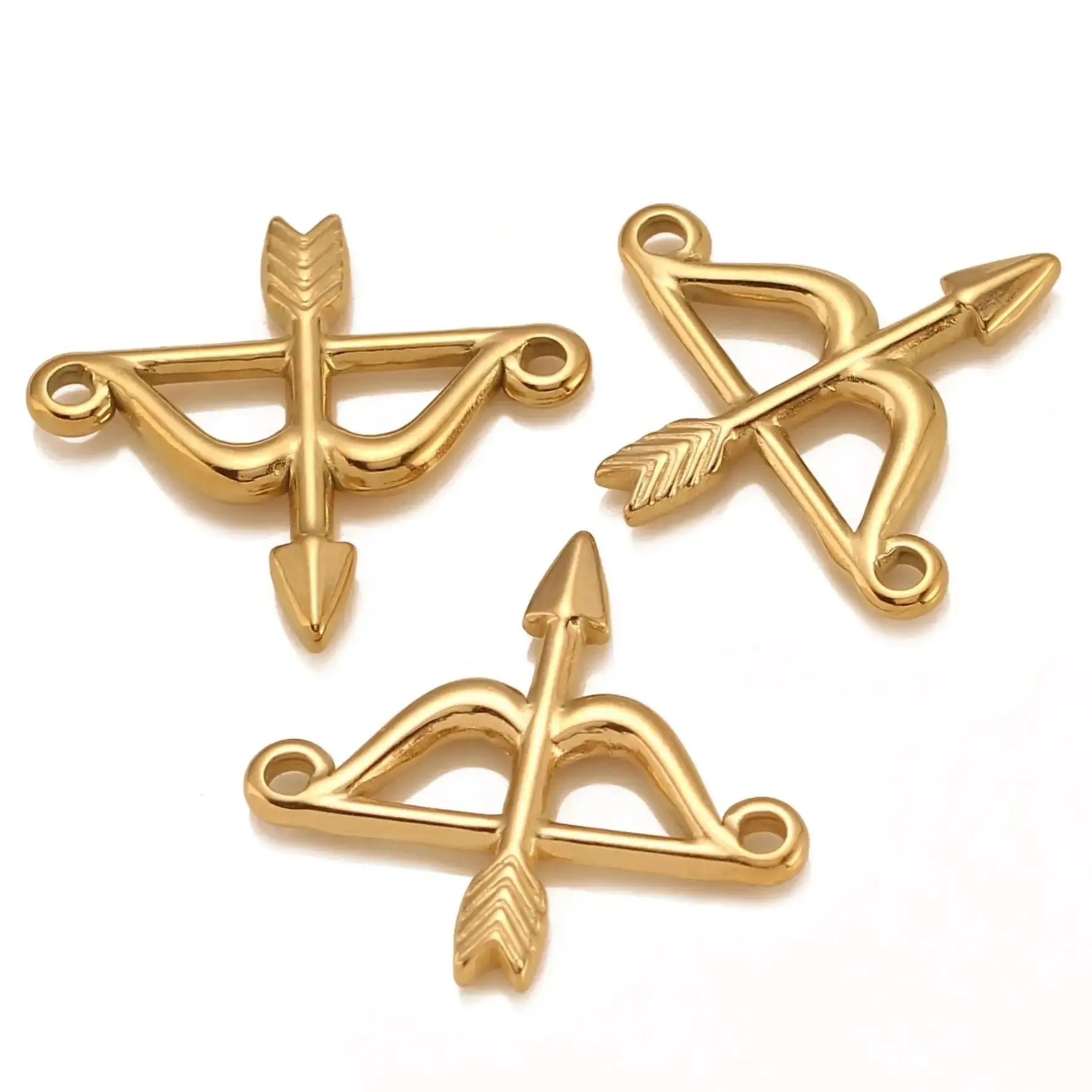 3Pcs/Lot Stainless Steel PVD Plated Bow and Arrow Charms Pendants DIY Jewelry Making Handmade Craft Accessory Wholesale Finding