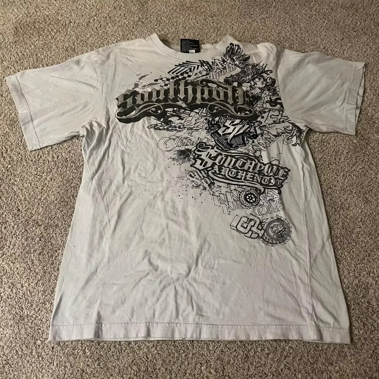 Southpole Y2K Vintage katoenen grafisch T-shirt, oversized unisex T-shirt met gotische print, streetwear, retro zacht shirt voor heren