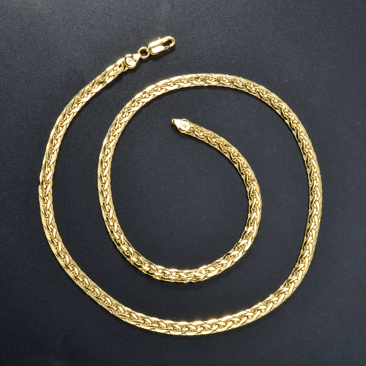 Einfache Halskette Schmuck Mode Italien 750 18 Karat vergoldet flache Schlangenkette afrikanische Hochzeit Geburtstagsgeschenk Party – Detail 7
