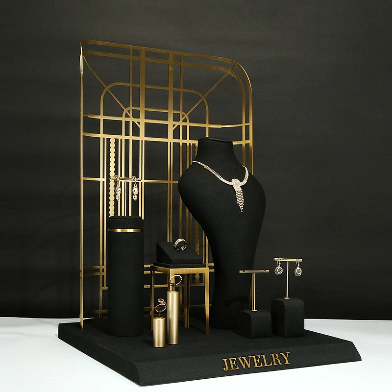 New jewelry display props black jewelry display stand high-end metal jewelry display stand window jewelry shelf