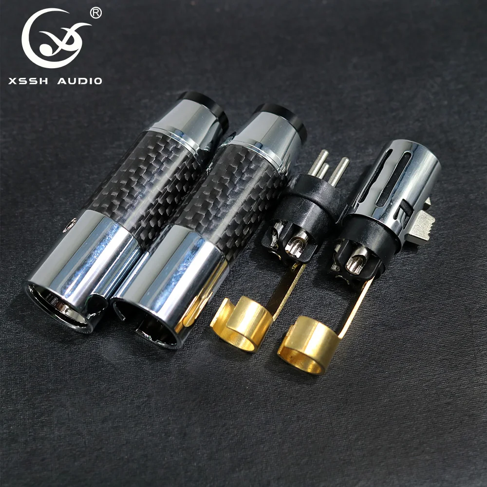 2pairs/4pairs Balanced Interface Jack XSSH Female Male 3 Pins Carbon Fiber Plated Rhodium Gold Cannon XLR Plug Connector