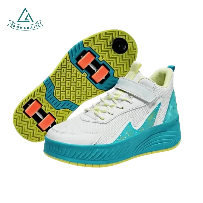 PONERAIT Beginner Quad Skates with Breathable Mesh Brake System  Kids Adjustable Roller Skates 4 Wheels Double Bearings Gift