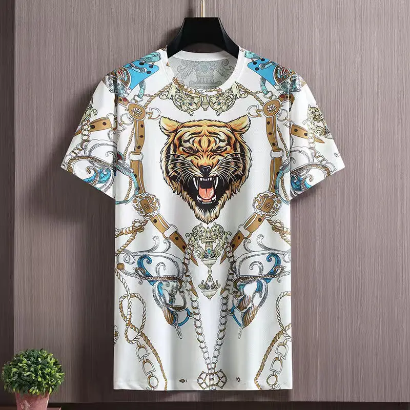 Men's Clothing Summer Aggressive Short-sleeved Graphic T-shirt Fashion Brand Handsome Pattern Plus Size Top