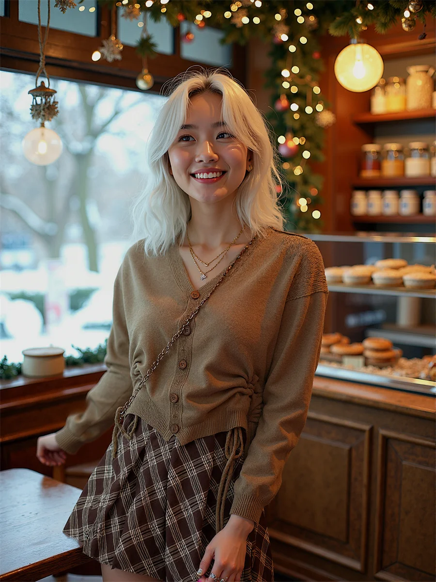 Plaid Empire Preppy Style Skirts For Woman Women Clothes Spring Lace Flare Party Romantic Teenage Delicate Exquisite Sweet Girls