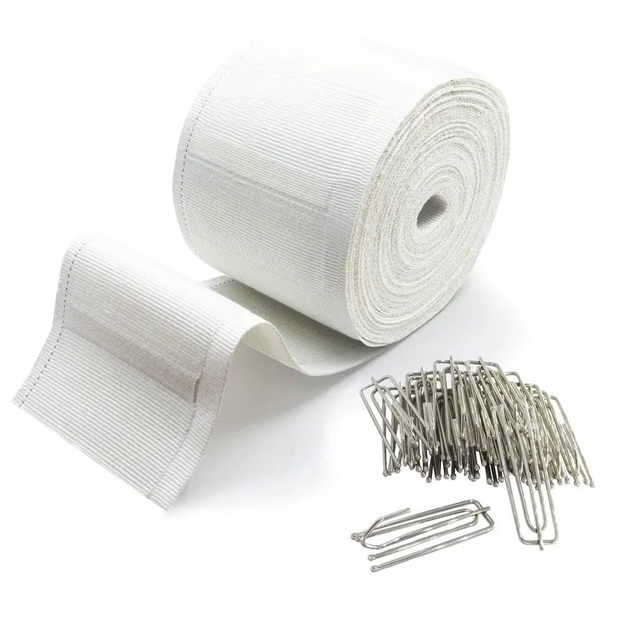 

2,8 дюйма, длина 20 ярдов, белая планка для штор, глубокая плиссированная лента, с 40 шт., 4-зубчатый крючок для складки штор из нержавеющей стали Cli