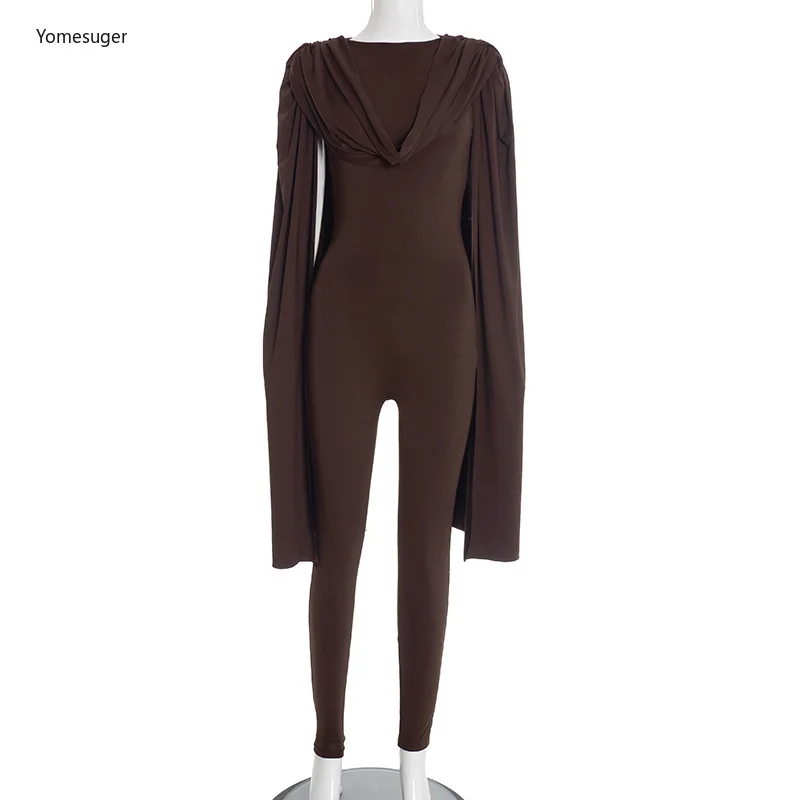 จั๊มสูทคอวีผู้หญิงยี่ห้อ Yomesugar ดีไซน์ผูกโบว์เซ็กซี่ แขนยาว ซิปหลัง ทรงเข้ารูป แฟชั่นชุดรอมเปอร์สำหรับงานปาร์ตี้และคลับ