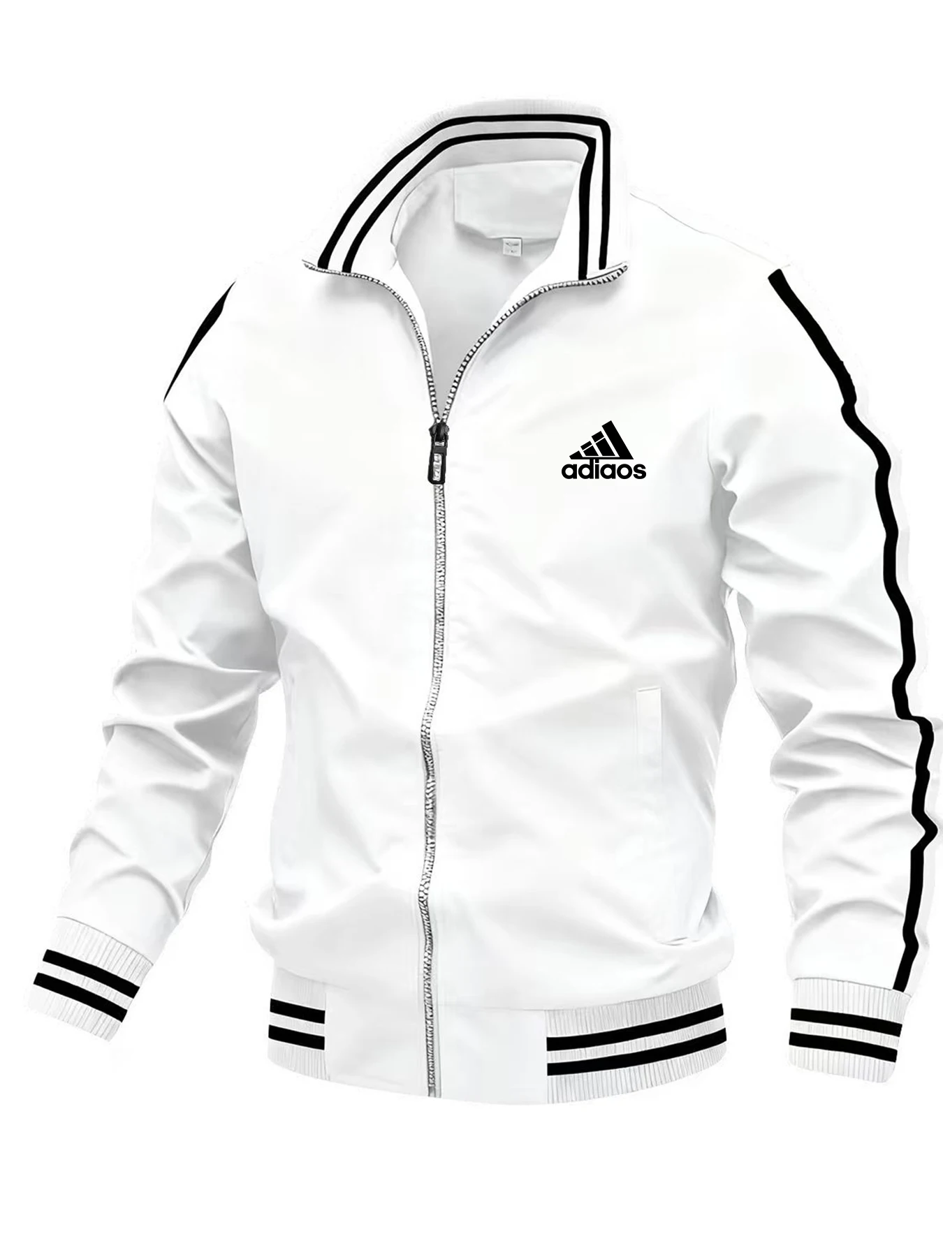 

Воротник-молния с буквенным принтом, защита от ультрафиолета, кардиган на молнии, украшение с двойной полосой, повседневная и модная спортивная куртка на молнии