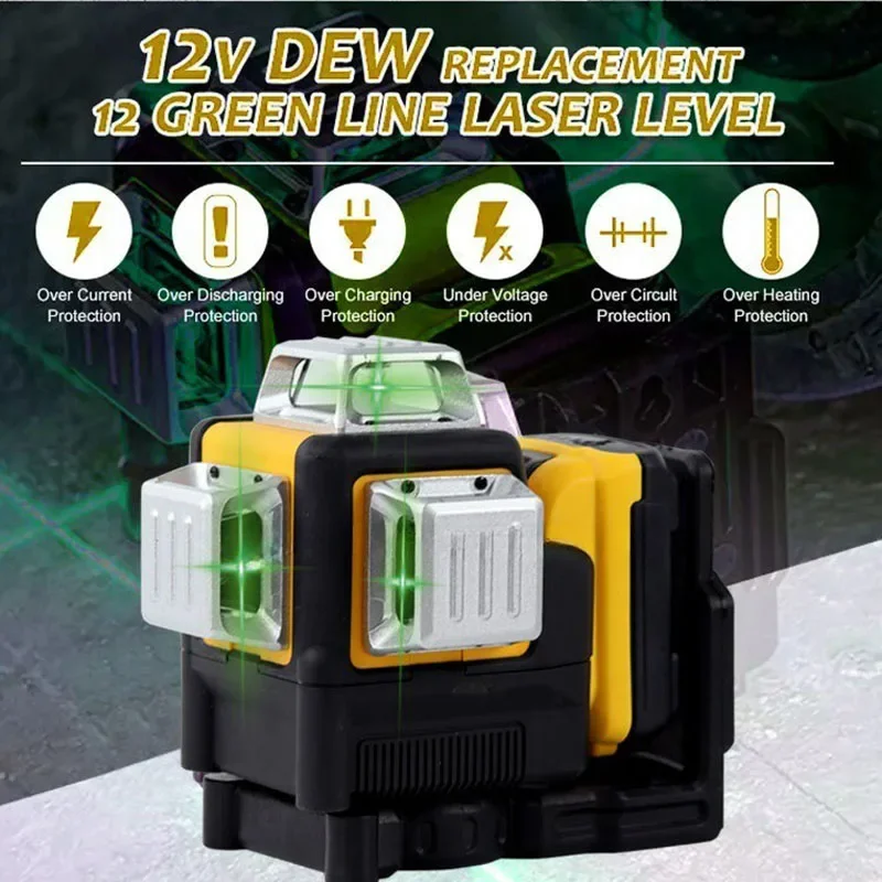 360 ° Rotating Laser Level High-precision 12V Suitable for 30m/50m Long Endurance 12 Line Indoor and Outdoor Level Instrument