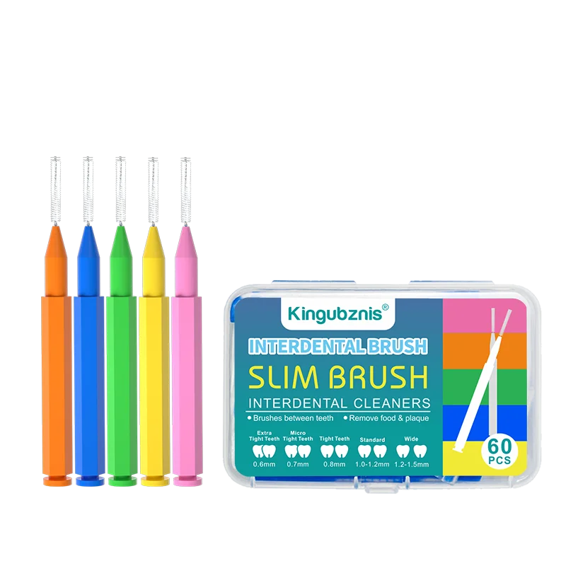 Kingubznis I Shaped Interdental Brush Toothbrush Soft Toothpicks For Orthodontics Teeth Cleaning Between Teeth Gaps 60Pcs/Box