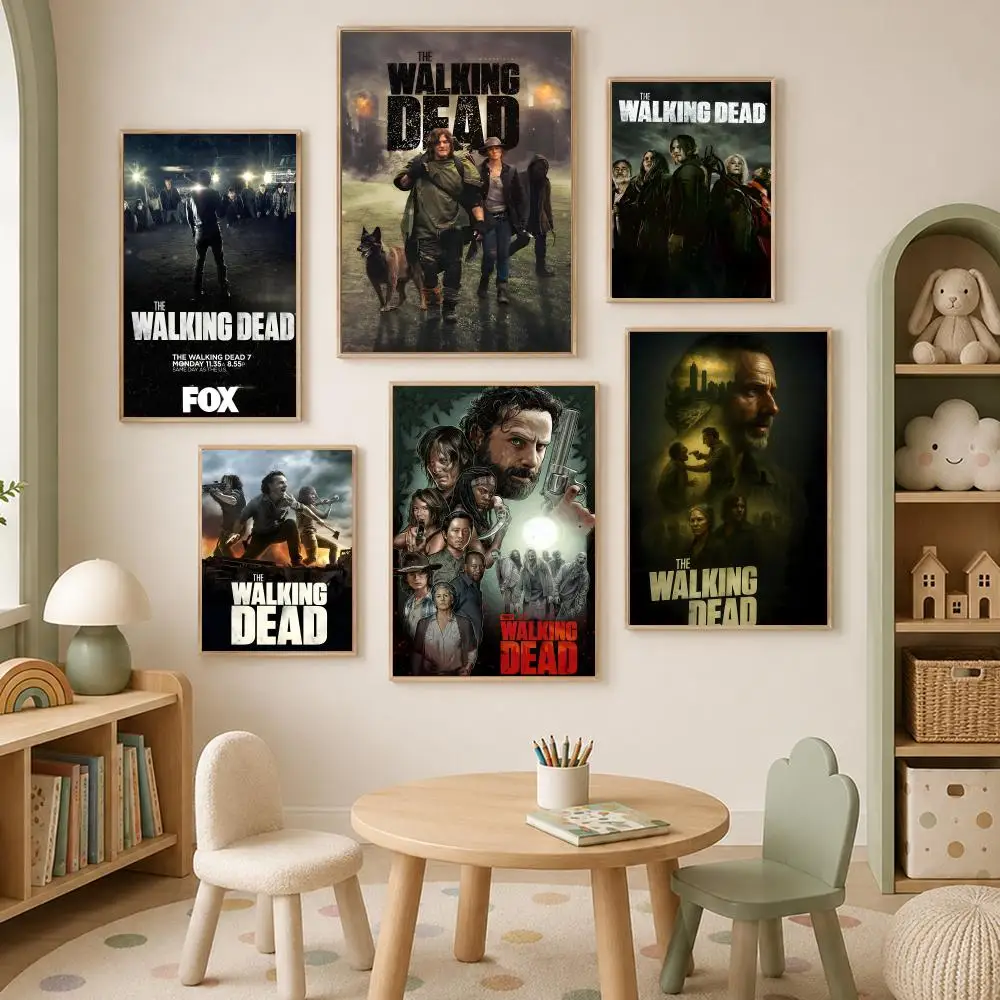 Show T-The Walking Dead Poster Self-Stick HD PVC Wall Art Poster, Waterproof Decor for Bedroom, Living Room and Home