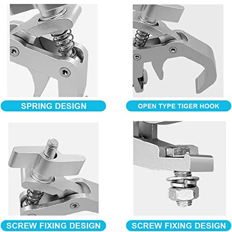 Alumínio Alloy Lighting Clip Hook, braçadeira de cremalheira profissional, movendo o palco principal, luminárias, 4 pacotes