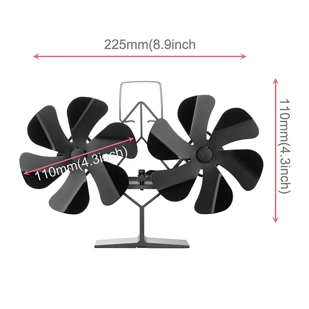 12 Blade Heat Powered Stove Fan Silent Energy Saving Firewood Fireplace Fan For Log Burning Wood Burning Stove Fan Double Blade