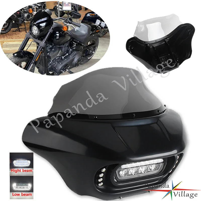 

Для Harley Softail Low Rider S FXLRS: Обтекатель фары в стиле Club с ветровым стеклом, крепежом и светодиодными указателями поворота