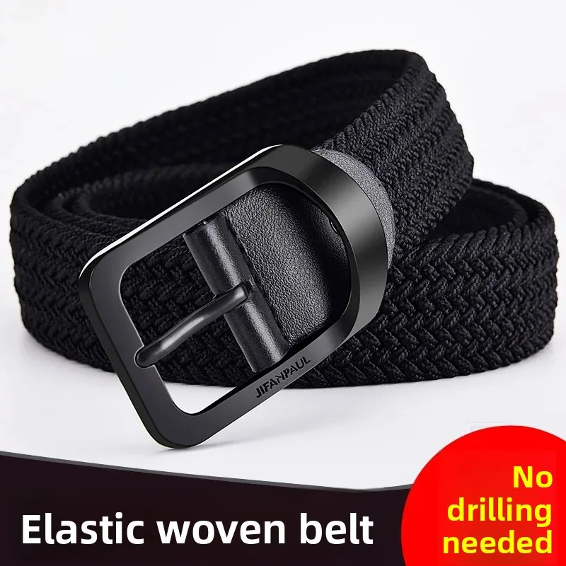 No Punching Men's Woven Belt Ladies' Leather Casual Pants Belt Korean School Youth Business Canvas Belt