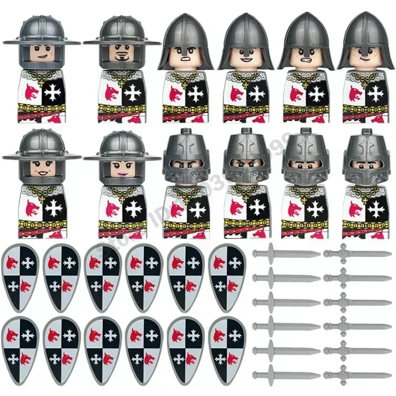Crusader Knights Roman Warriors Middle Ages Medieval Europe Military Building Blocks Figures Castle Kingdom King Legion Set