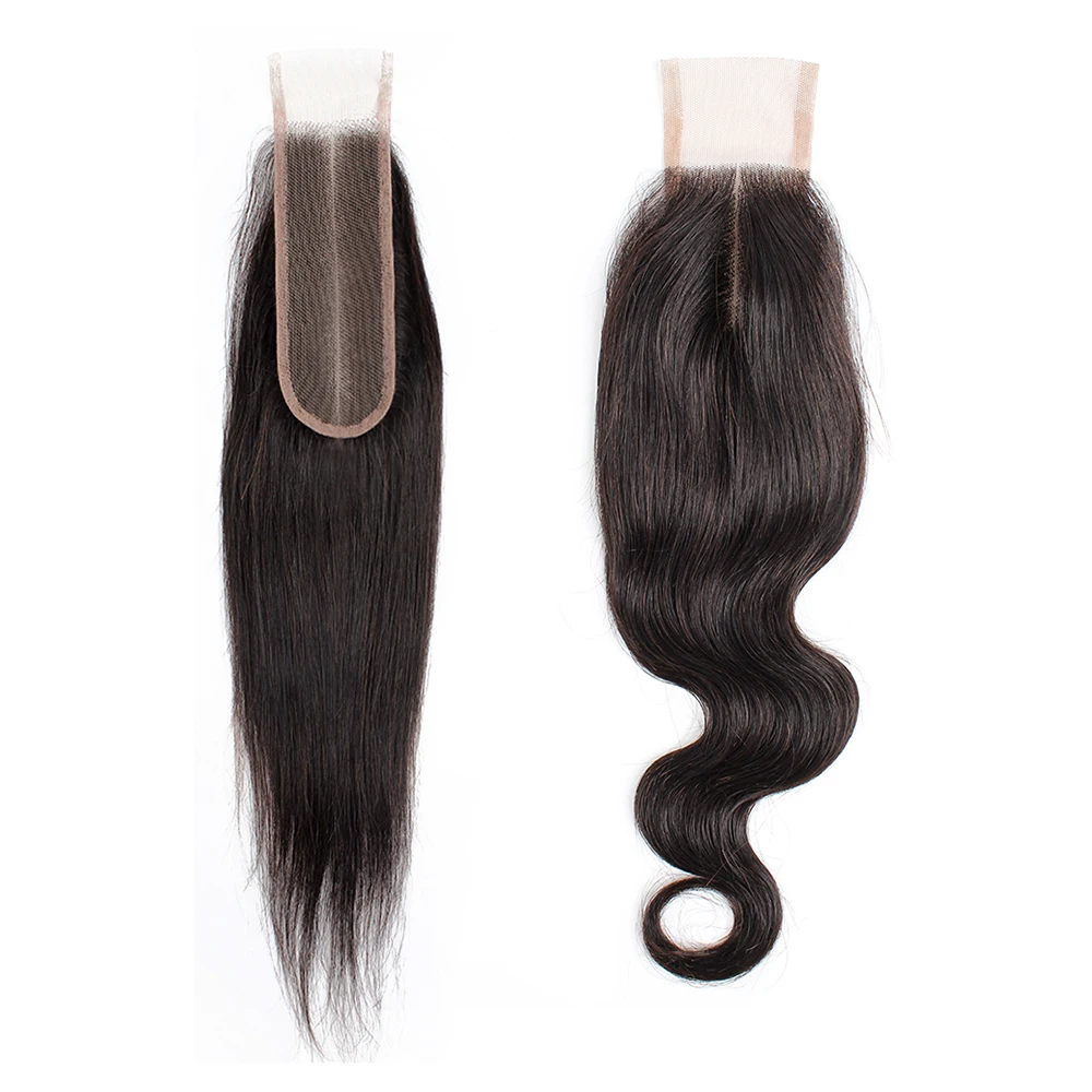 Straight 2x6 Lace Closure Body Wave 2*6 Closures Remy Indian Human Hair Transparent 150% Density Deep Middle Part Laces