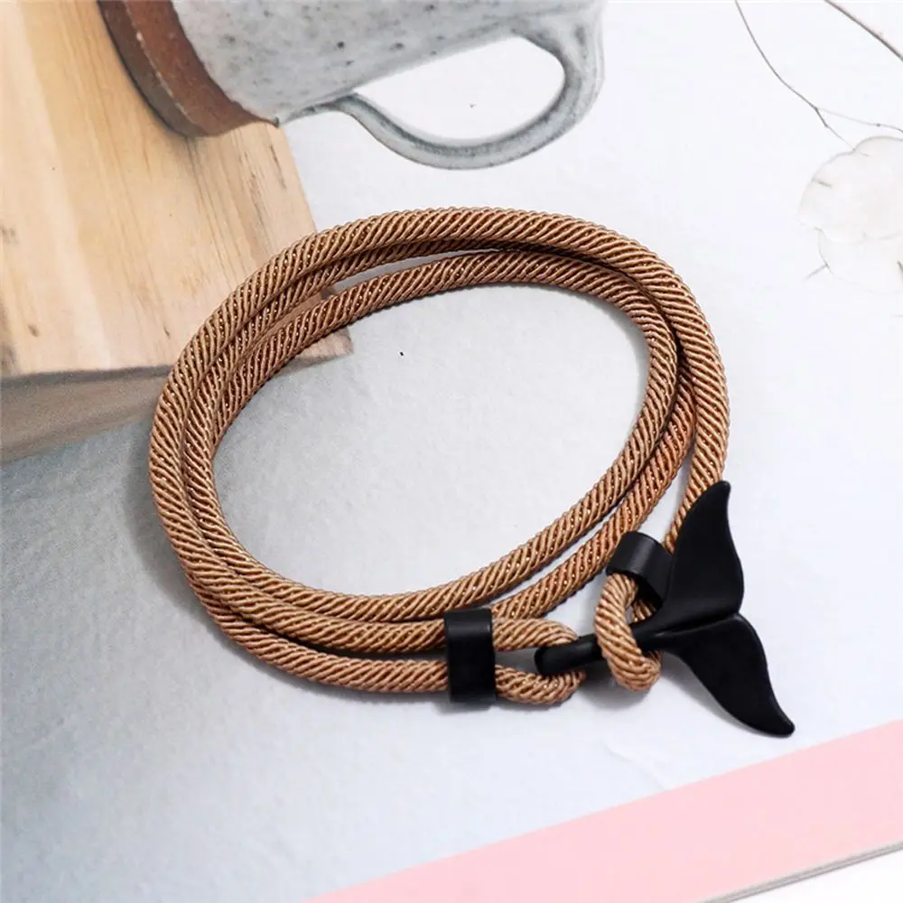 Unique Whale Tail Alloy Niche Design Trendy Couple Braided Rope Bracelet Fashion Jewelry Men Bracelet Korean Style Hand Strap