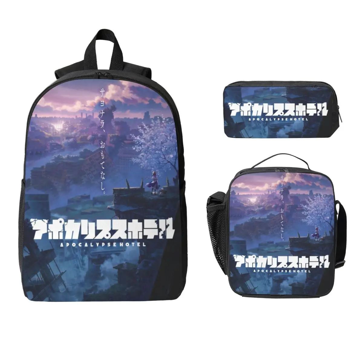 

3Pcs Apocalypse Hotel School bags Set for Boy Girl Pen Bags Backpack Sets with Lunch Box For Primary School Students Daypack