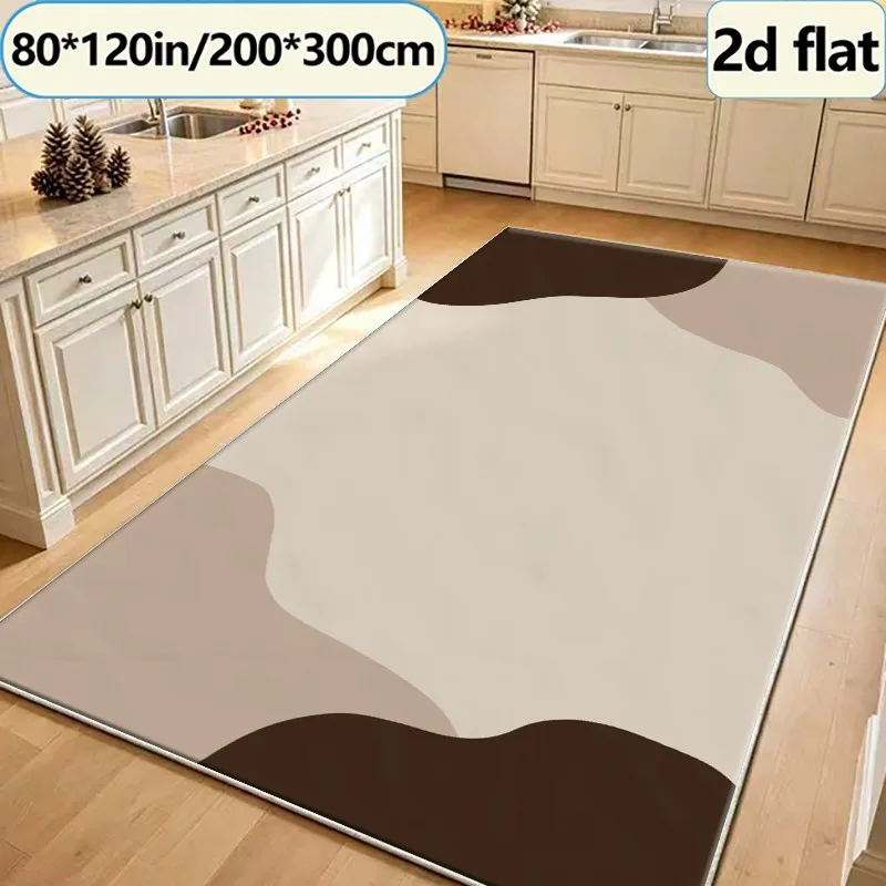 Neutral Brown Beige Abstract Pattern Carpet, Modern Bohemian Style Minimalist Carpet, Suitable for Living Room, Bedroom, Home Floor Decoration