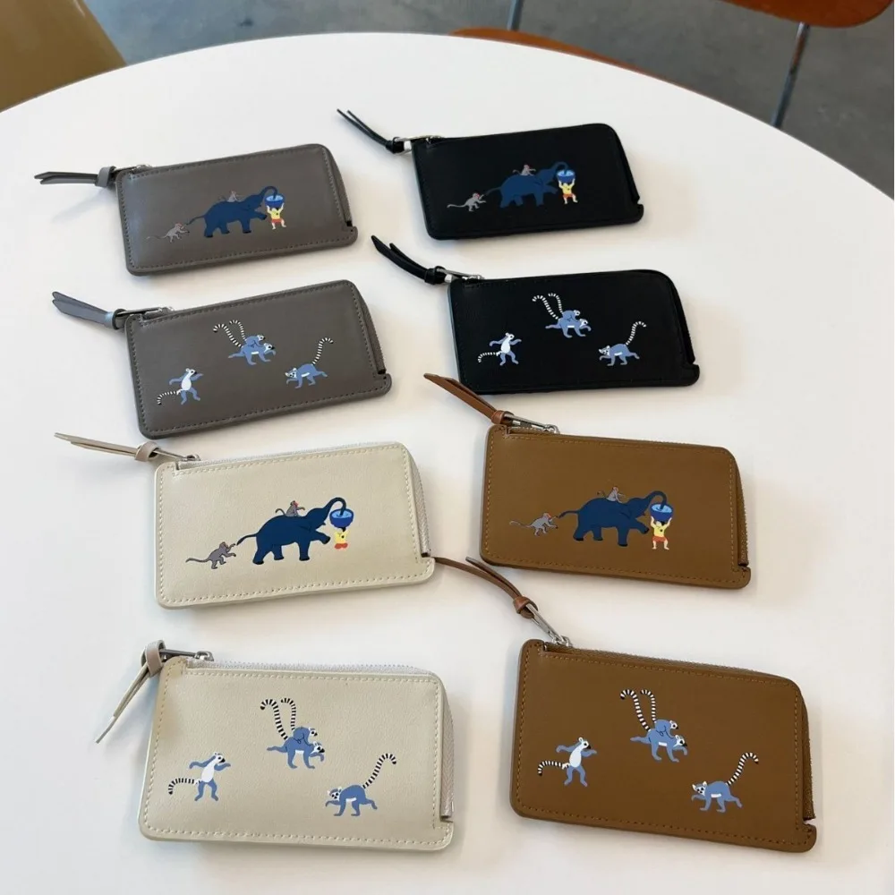 

First Layer Cowhide Painted Change Bag Women's New Fashion Card Bag 3D Color Printing Zipper Niche Wallet