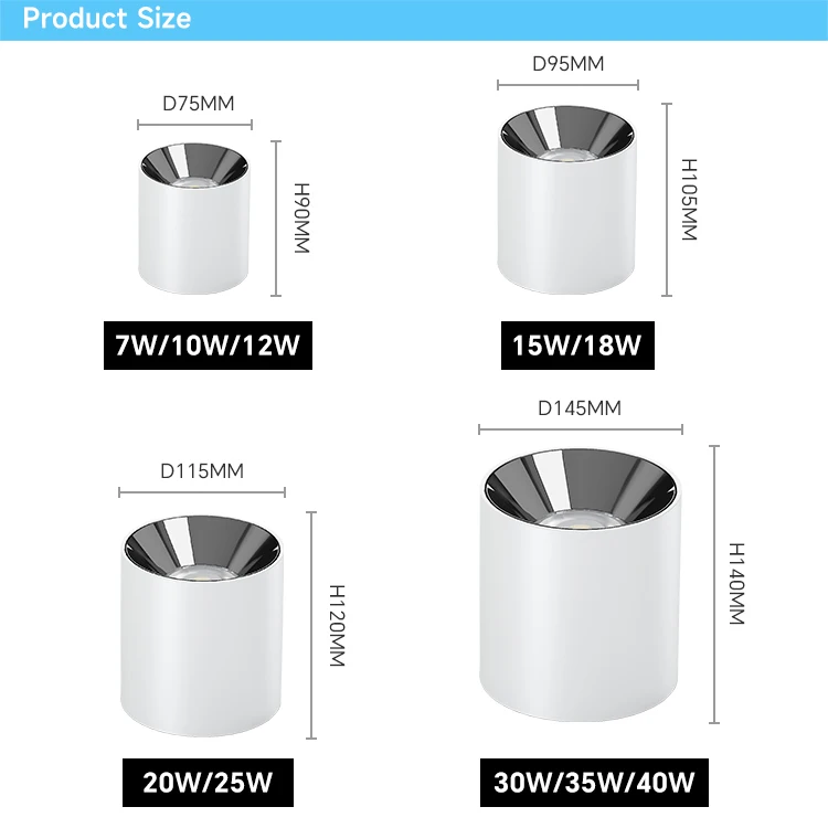 Professional LED Lighting Manufacturer Surface Mounted COB Cylinder Downlight 18W Dimmable Free Logo for Global Downlight