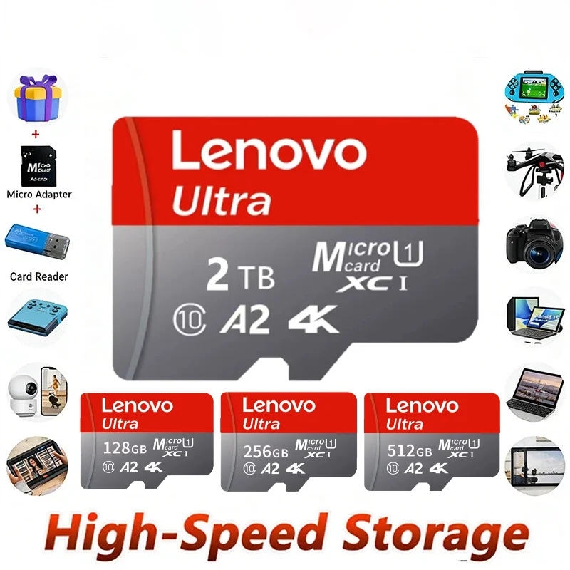 Lenovo Hot Sale Memory Card Class10 High Capacity U3 V30 Micro SD Card Multiple Sizes For Computer/Monitoring/Phone/Camera