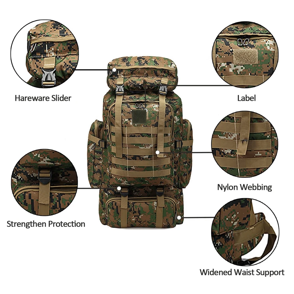 Mochila de Senderismo y Camping, Mochila de Escalada para Actividades al Aire Libre, Resistente al Agua, para Hombres y Mujeres
