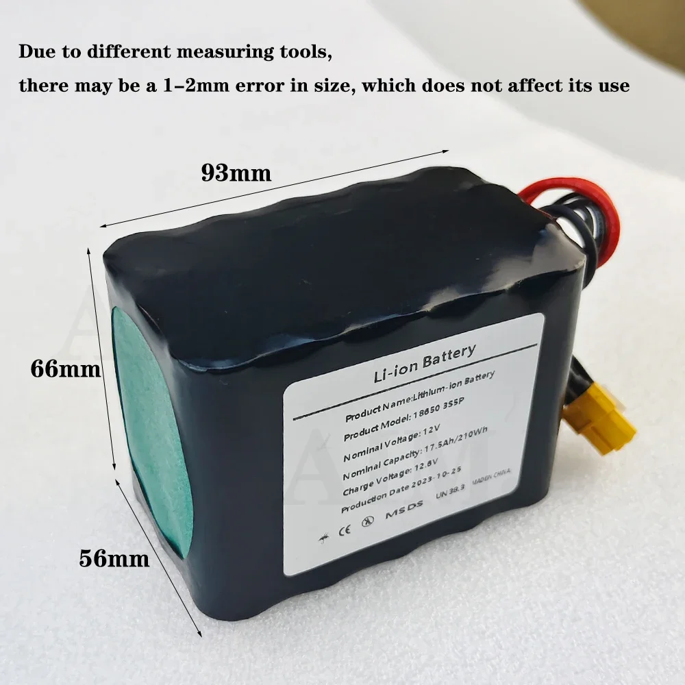 12V 17500mAh UAV Rechargeable Battery for Various RC Airplane Drone Quadrotor XH2.54-4P XT60 3s5p lithium battery pack