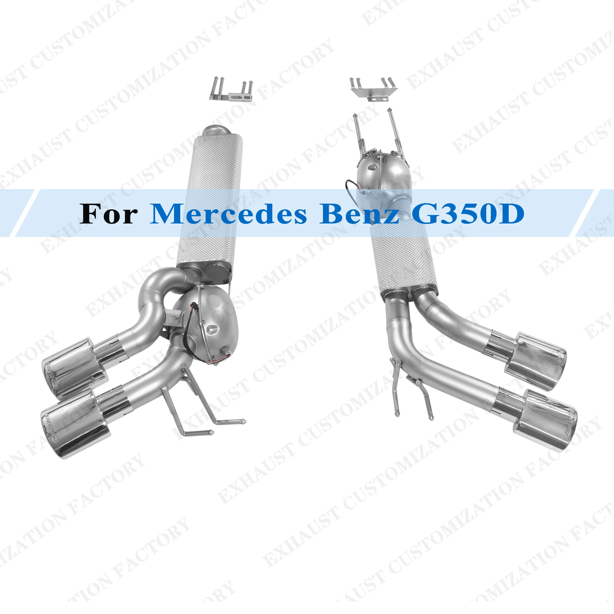 Catback Exhaust System for 2019 Mercedes Benz G350D 3.0T Active Sound Booster Double Loudspeaker System Muffler AMG Tailpipe