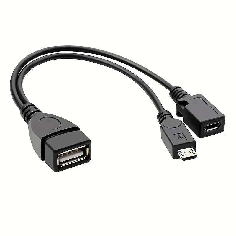 2-in-1 OTG USB to Micro USB Splitter Adapter for Fire Stick 4K/Fire TV, Android Phone/Tablet, Durable Tech Accessories