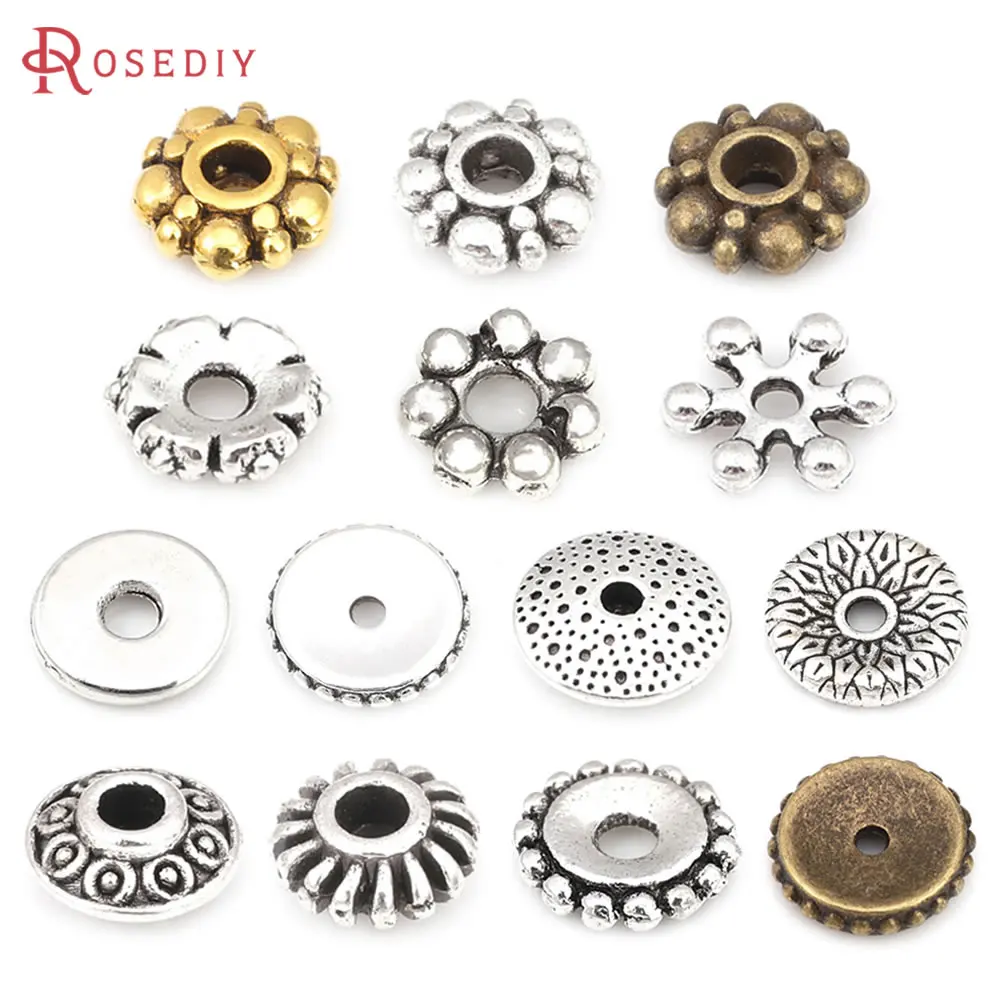 Antique Bronze Zinc Alloy Round Flower Spacer Beads Bracelet Beads Diy Jewelry Making Supplies Necklace Earrings Accessories