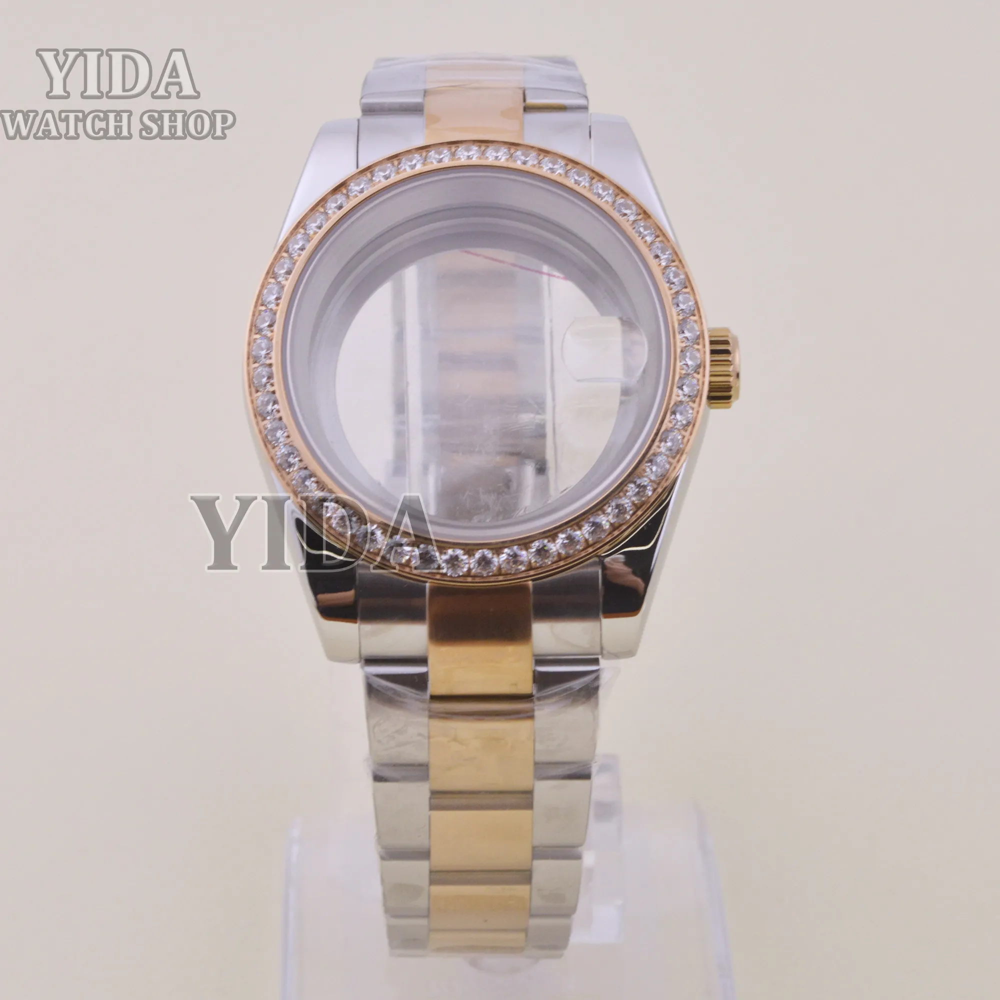 NH35 다이아몬드 시계 케이스 스테인레스 스틸 스트랩 사파이어 크리스탈 39mm 케이스 Datejust NH35 NH36 무브먼트 10ATM 방수 부품