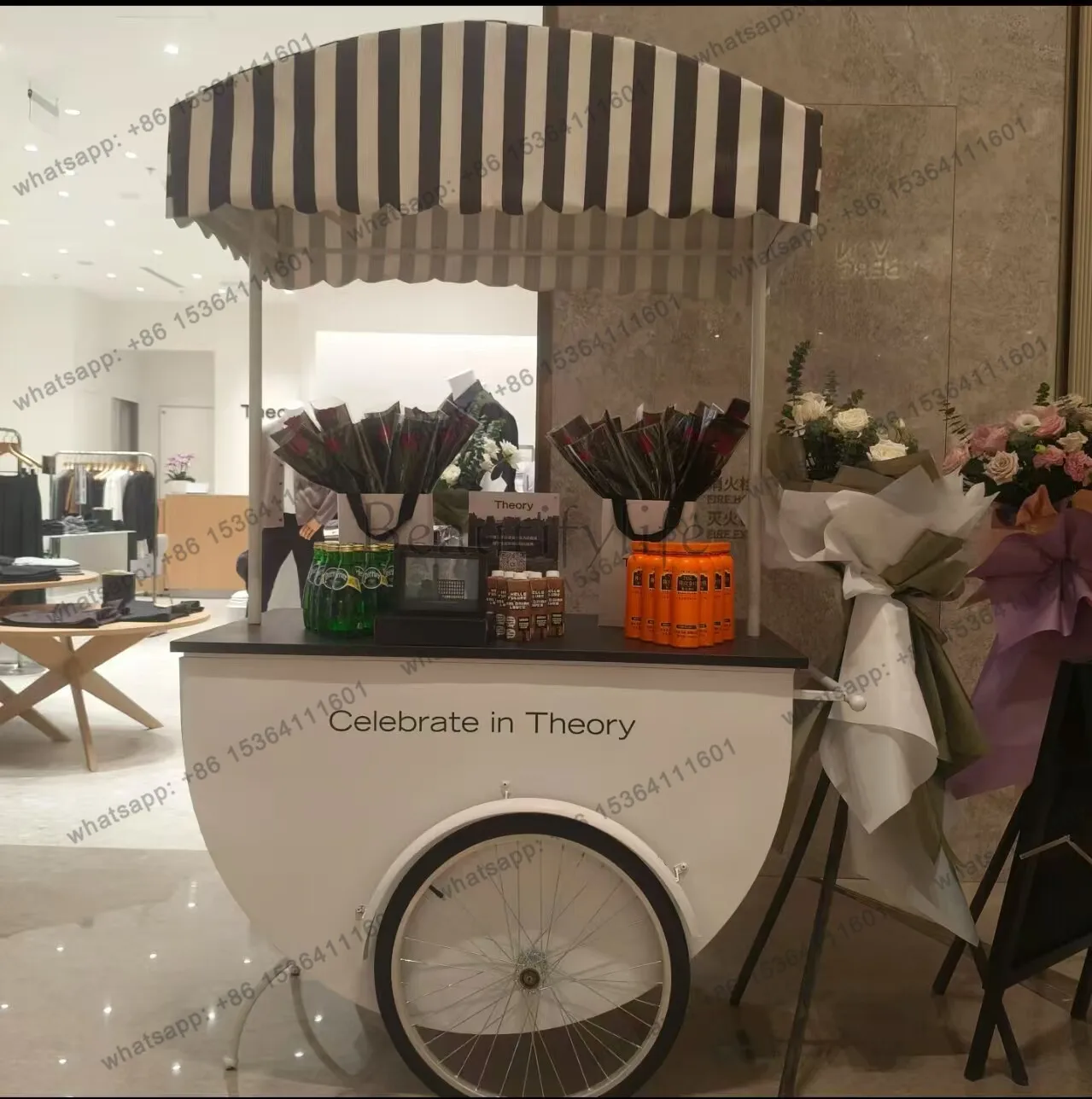 8Shopping mall store drainage outdoor display cart movable hand push ice cream event promotional decoration float
