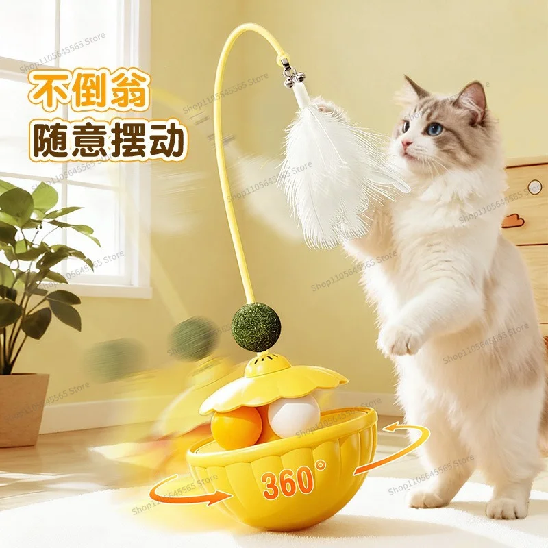 For  Tumbler with Mint Ball Feather Cat Teaser Stick Tumbler Turntable view 4