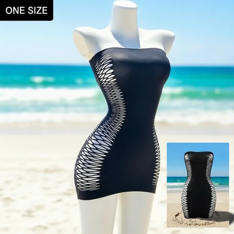 Sexy Fishnet Beach Cover Up Dress, Sheer Crochet Bikini Cover Up for Summer Vacation
