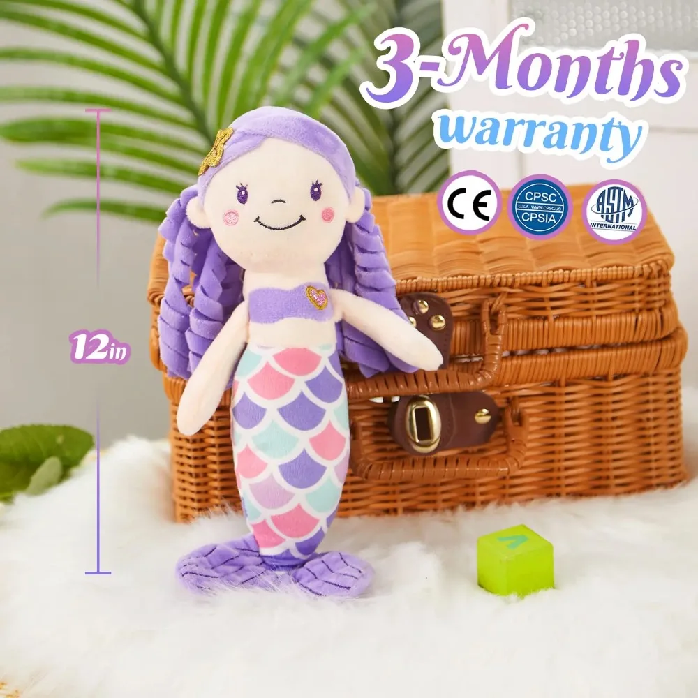 30cm Purple Mermaid Plush Toy Soft Throw Pillows Doll Cotton Blue Fish Beauty Stuffed Animals Birthday Gift for Girls Kids