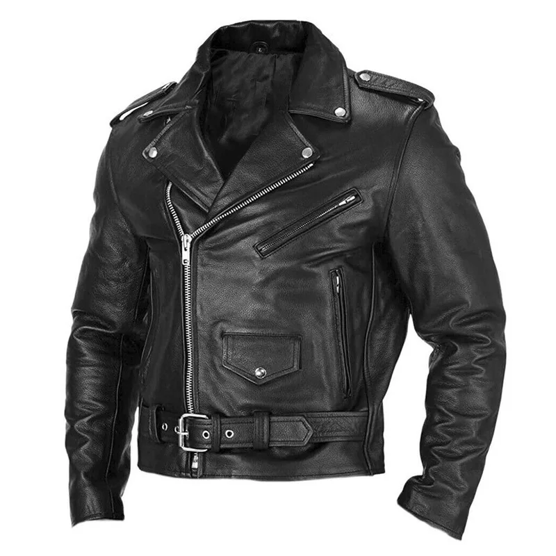 

Мужская мотоциклетная куртка из искусственной кожи, приталенная куртка из искусственной кожи с воротником-стойкой, Мужская мотоциклетная куртка с защитой от ветра, с лацканами и Диагональной молнией