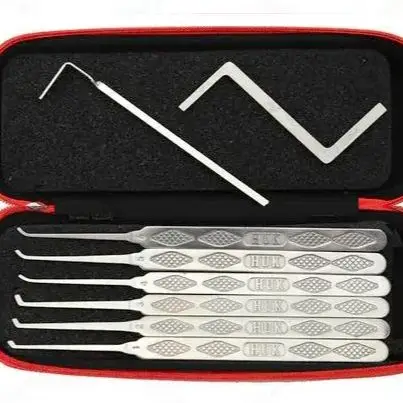 Imagen 2 del producto Juego de selección de cerradura de cerrajería, ganchos de extracción de tensión de doble fila de acero inoxidable, herramientas de selección de cerradura