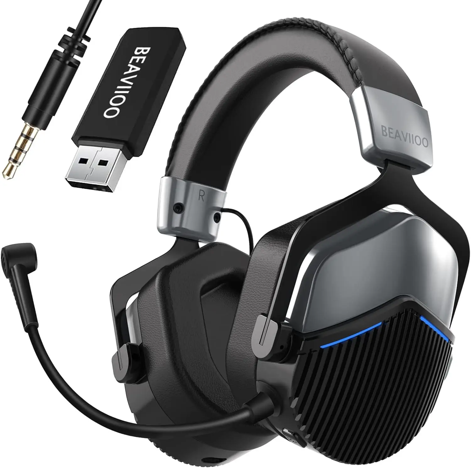 

BEAVIIOO HW02 5.8G Gaming Headset for PS4/PS5/PC/Switch, Stable Lossless Gaming Headphones, and Noise Cancelling Micr