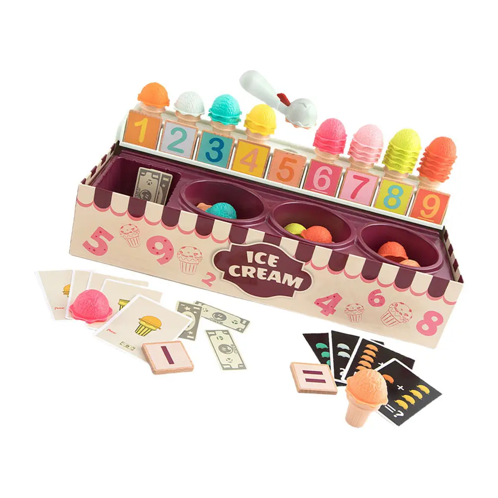 1Set Ice Cream Playhouse Educational DIY Pretend Kitchen Interactive Kids Playing House Prop Cognitive Hands-on Development