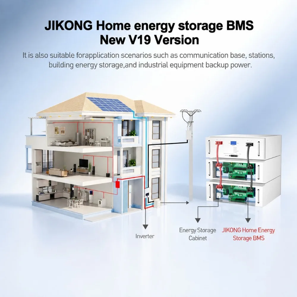 JIKONG BMS V19 7.0 LCD 100A 200A 300A 8S 24V 16S 48V Li-ion LiFePO4 LTO Battery Inverter BMS