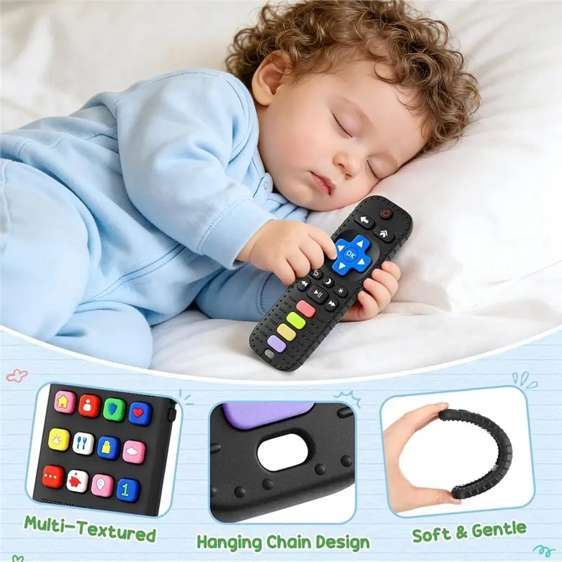 ABTI-Teether Toys For Baby Teething 3-6 Months, Silicone Phone And Remote Sensory Chew, Infant Teething Relief